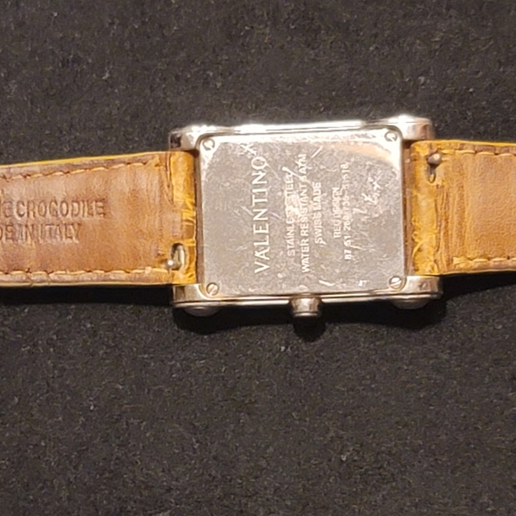 Valentino Ebony Collection Watch with 48 diamonds and original Crocodile Strap - Picture 8 of 10